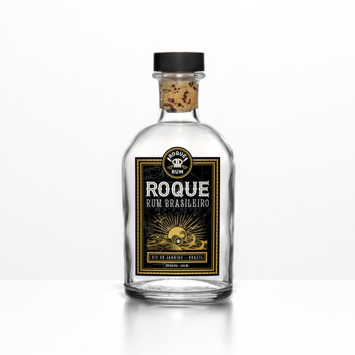 Rum label with the title 'Roque Rum Label Design'