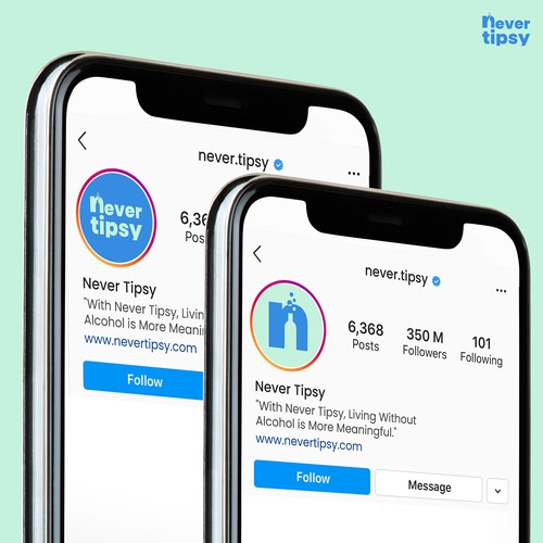 Instagram logo with the title 'Mockup Logo Never Tipsy'