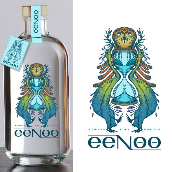 Gin logo with the title 'eeNoo label design '