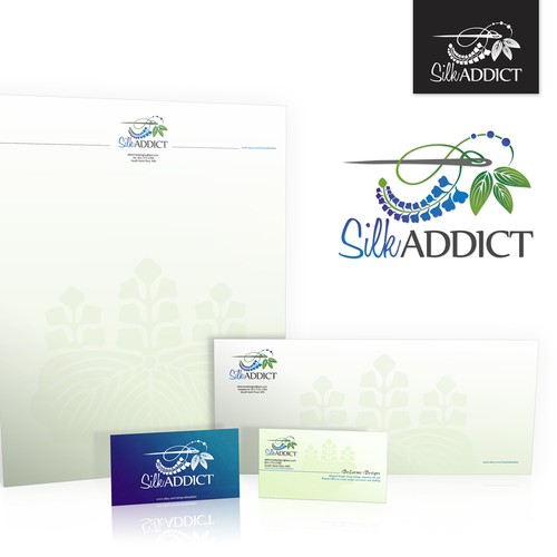 Sewing design with the title 'New logo and business card wanted for SilkAddict'
