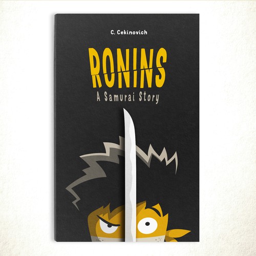 Superhero book cover with the title 'Book cover design for teenage samurai story'