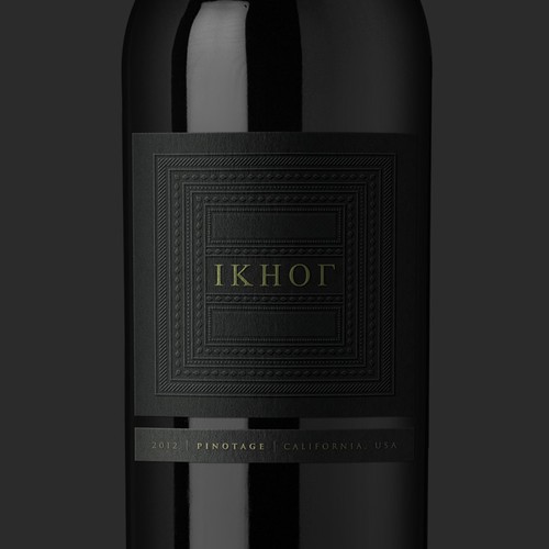 Wine label with the title 'Ikhor Wine Label Design'