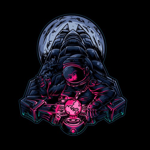 Astronaut t-shirt with the title 'Music space'