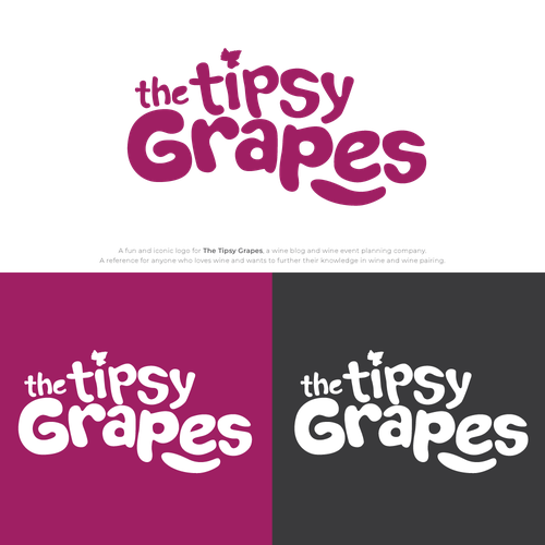 Company brand with the title 'Fun & Playful logo for The Tipsy Grape'