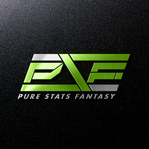 Metallic logo with the title 'Pure Stats Fantasy Logo Design Contest'