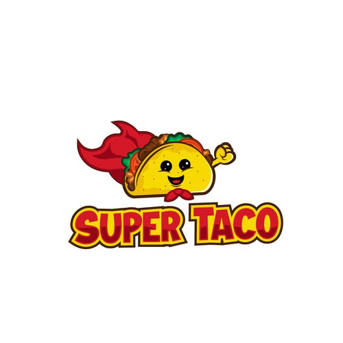 Mexican restaurant design with the title 'Super Taco mascot for small taqueria.'