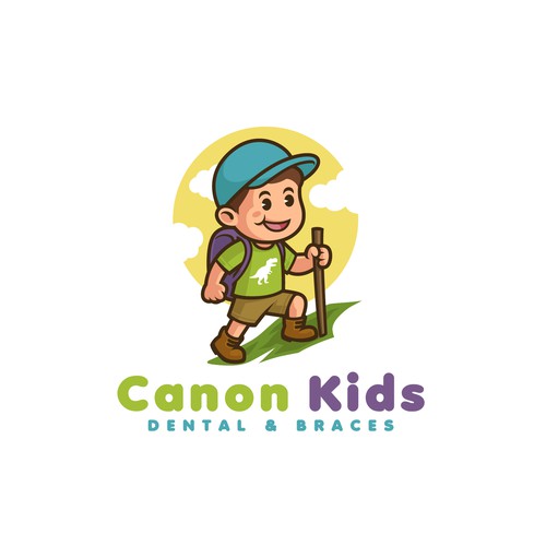 Hiking logo with the title 'Cute Mascot Logo'