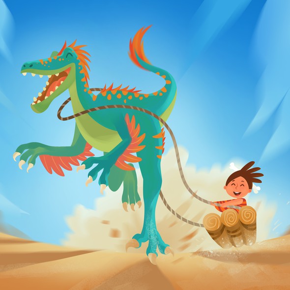 Dinosaur illustration with the title 'Velociraptor run so fast - When it rain Sprinkles '