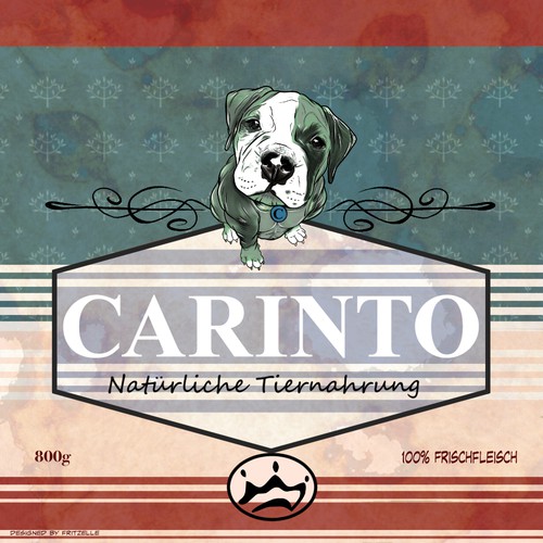 Dog label with the title 'KonzeptDesign für ein Tierfuttermittelhersteller'