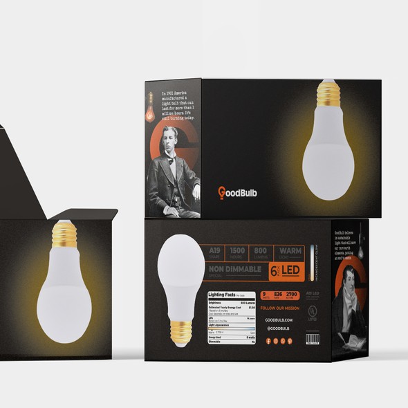 LED lighting design with the title 'GoodBulb Product Packaging'