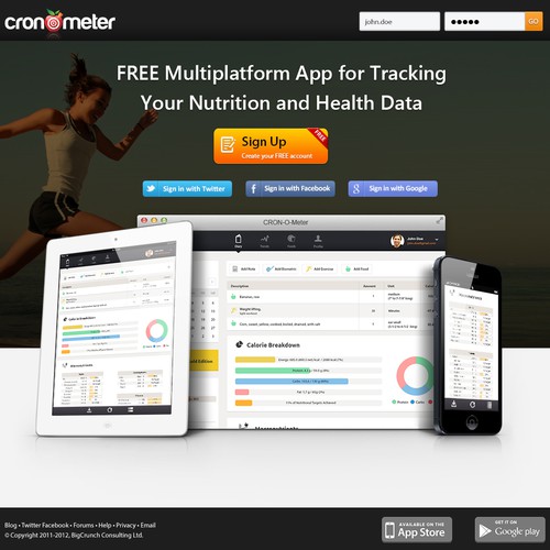Android design with the title 'New website design wanted for cronometer.com'
