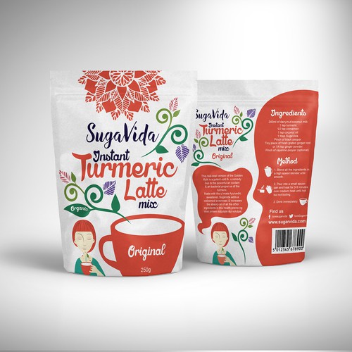 Tea packaging with the title 'Sugavida Pouch Design'