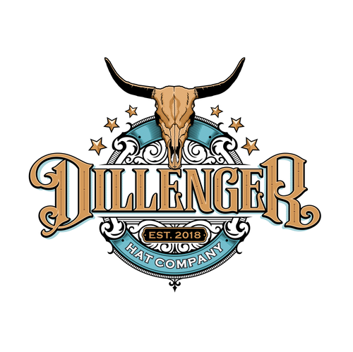 Cowboy logo with the title 'Dillenger Hat Company logo design'