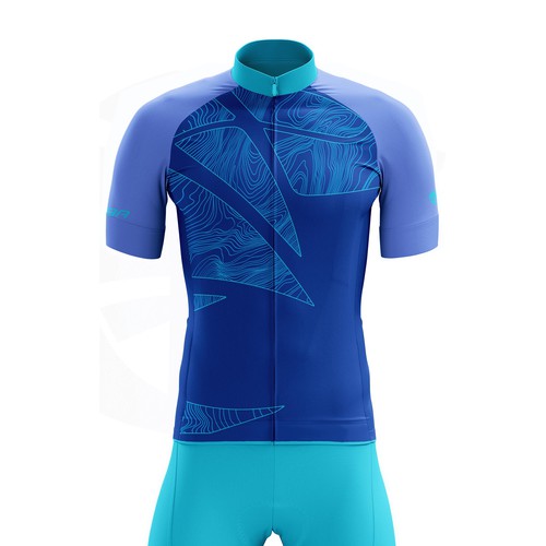 Cycling kit design with the title 'cycling jersey from waztmann mountain art inspiration in topography style'