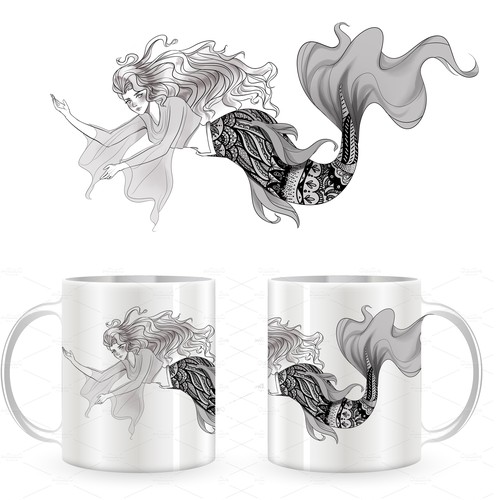 Mermaid artwork with the title 'mermaid mug'