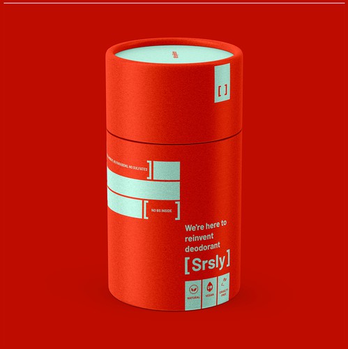 Red packaging with the title 'Bold Deodorant Tube Packaging'