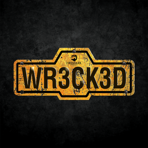 Plate logo with the title 'Wrecked - Fireshark studios'