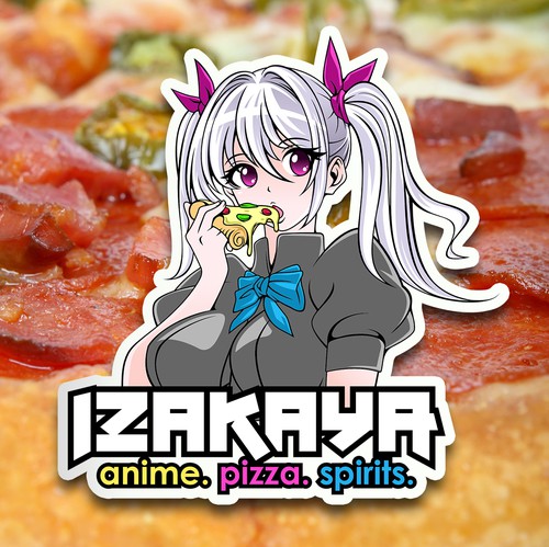 Pizza brand with the title 'Izakaya Anime - Pizza - Spirits'