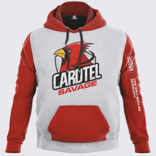 Cardinal design with the title 'Powerful design within sports organization - strong, aggressive, tough'