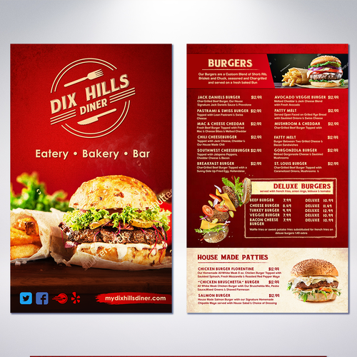 Diner design with the title 'Modern look for Fastfood Menu'