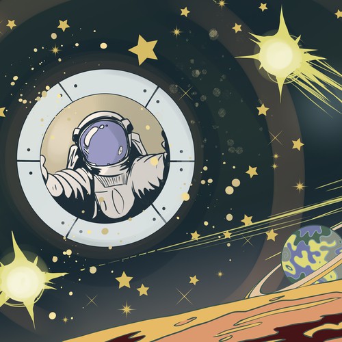 Universe design with the title 'Secrets In The Stars - illustrated book'