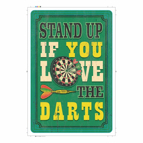 CorelDRAW illustration with the title 'Stand up if you love the darts'