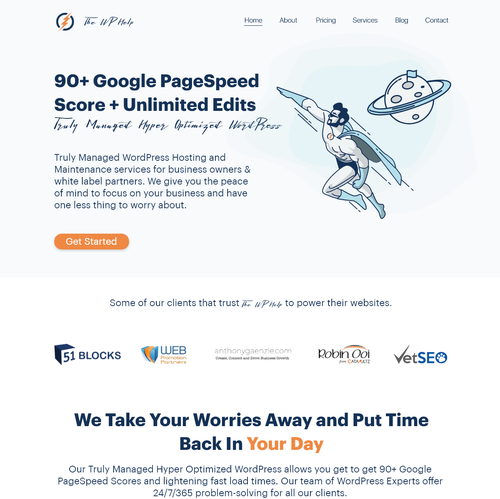 Interface website with the title 'Hero Illustrator Theme Website'