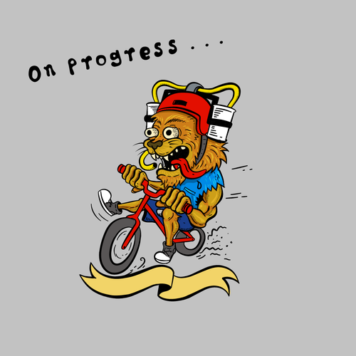 Rider design with the title 'Cartoon logo for a group middle aged Mountain Biker-Dads that love a good time.'