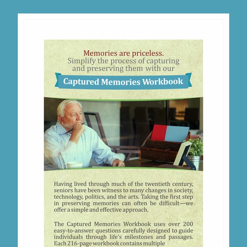 Ad design with the title 'Magazine Ad for Memories In Writing'