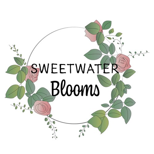 Wreath logo with the title 'Logo concept for Sweetwater Blooms'