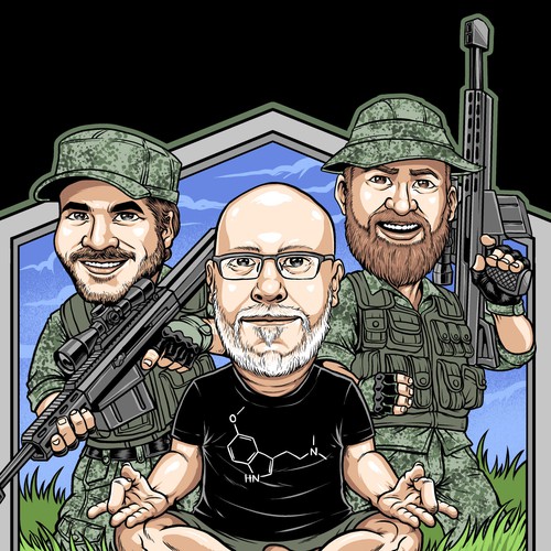 Caricature artwork with the title 'Character Mascot For 2 SEALs & A WALRUS'