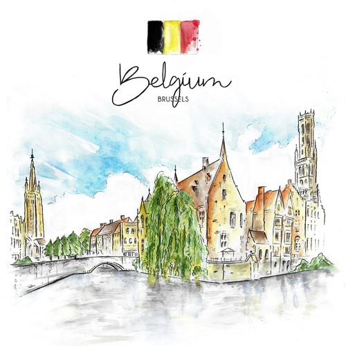 City artwork with the title 'City Illustration "Belgium"'