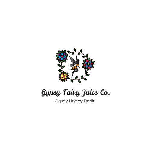 Elf logo with the title 'Gypsy Fairy Juice Co'
