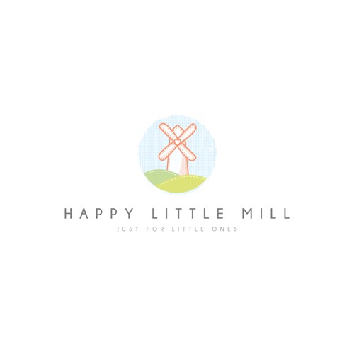 Fabric logo with the title 'Happy Little Mill - Clean, soft & minimal - Winning design'