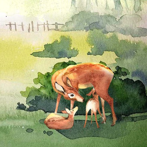 Deer artwork with the title 'Illustrations for a children's book'