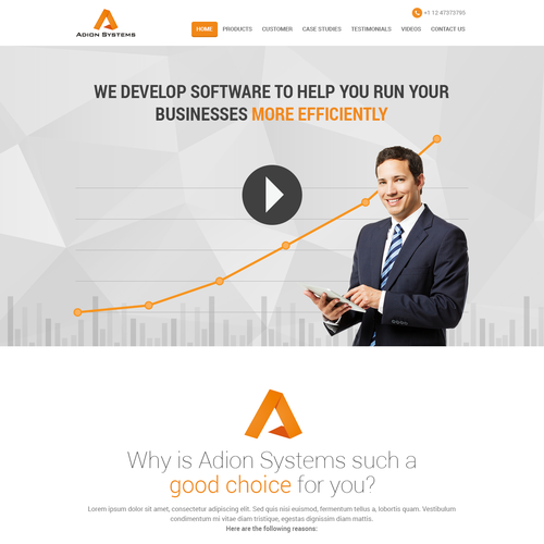 Sleek website with the title 'Corporate website design concept for Adion Systems'