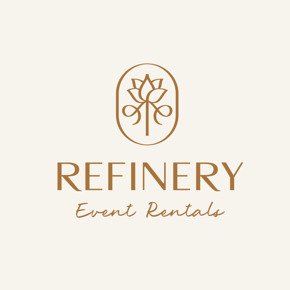 Marriage logo with the title 'REFINERY - EVENT RENTALS'