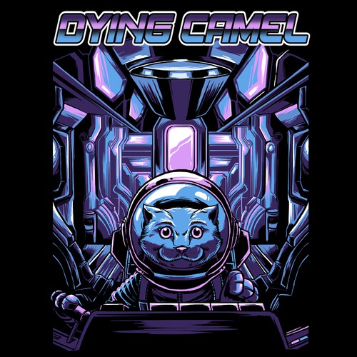 Sci-fi t-shirt with the title 'Space Cat shirt design for gaming channel'