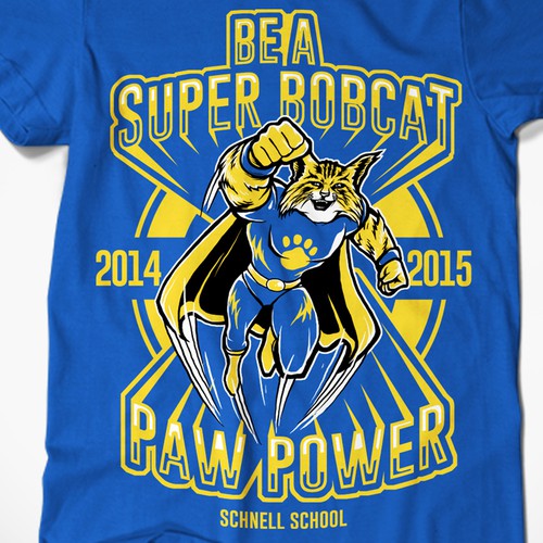 School t-shirt with the title 'Schnell School Bobcats 2014/2015 T-Shirt Design'