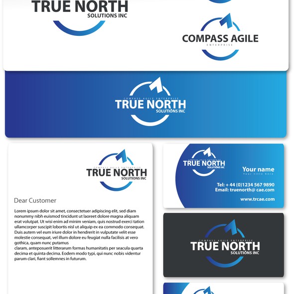 Stationery brand with the title 'New logo wanted for TrueNorth Solutions, Inc / Compass Agile Enterprise'