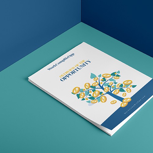 Business design with the title 'WorkCompBizOpp Flyer Design'