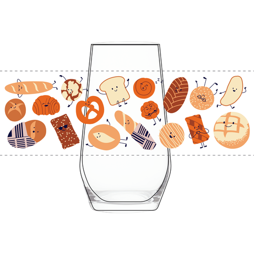 Food artwork with the title 'Bakery Themed Illustration for Glass'