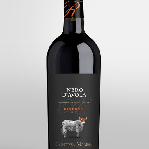 Drawing label with the title 'Nero d'Avola Wine Label'