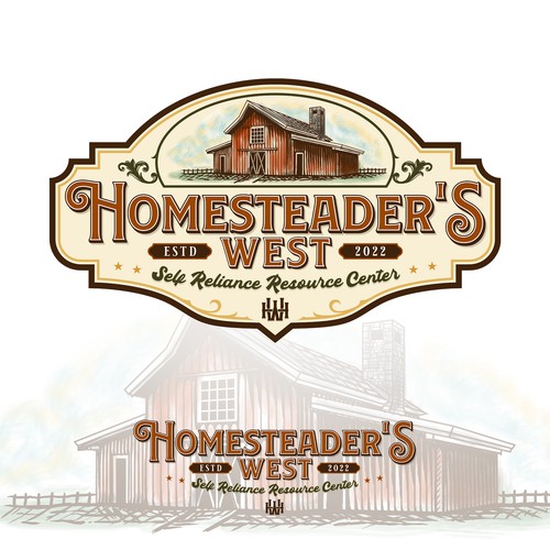 Barn logo with the title 'Homesteader's West'