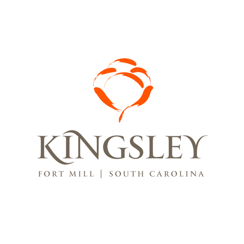 Gray and pink logo with the title 'Kingsley Town Center Logo'