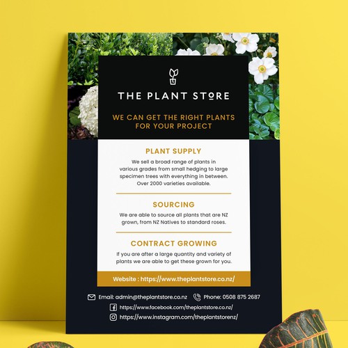 Green and black design with the title 'Plant Store Flyer'