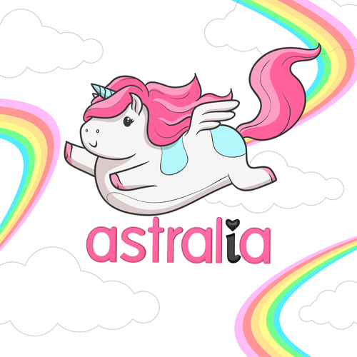 Branding illustration with the title 'Chubby Unicorn Astralia'