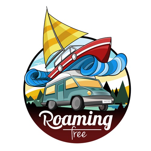 RV logo with the title 'Roaming free'
