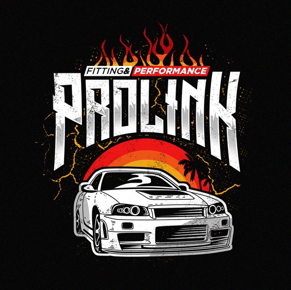 Vintage car logo with the title 'ProLink Fitting & Performance '