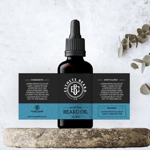 Oil packaging with the title 'label design'